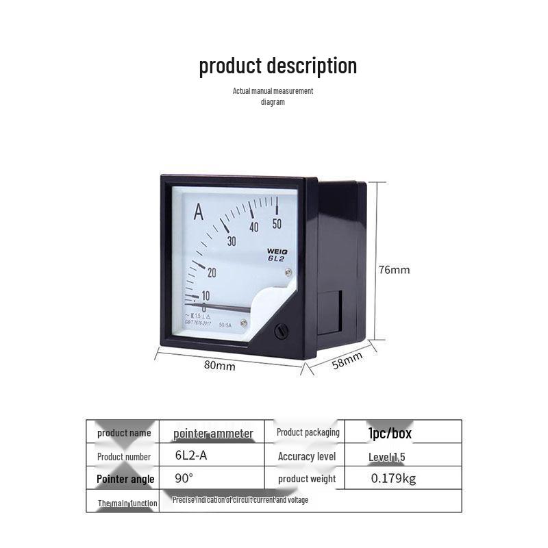 AC Direct Connection 6L2-A Ammeter & 42L6 Voltage Meter, 450V Pointer-Type.