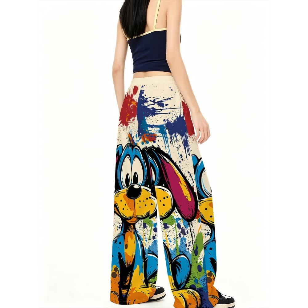 Women's Fashion Casual Wide-leg Pants Trousers Drawstring Elastic Waist Spring and Autumn Sweatpants