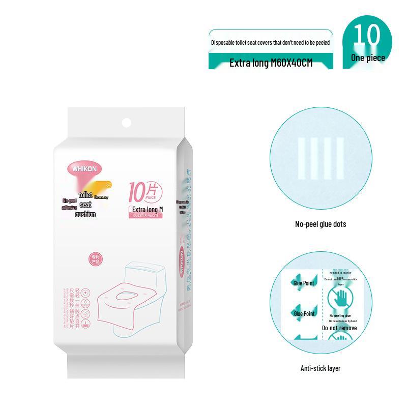 Individually Wrapped No-Peel Disposable Toilet Seat Cover for Travel & Hotel Use