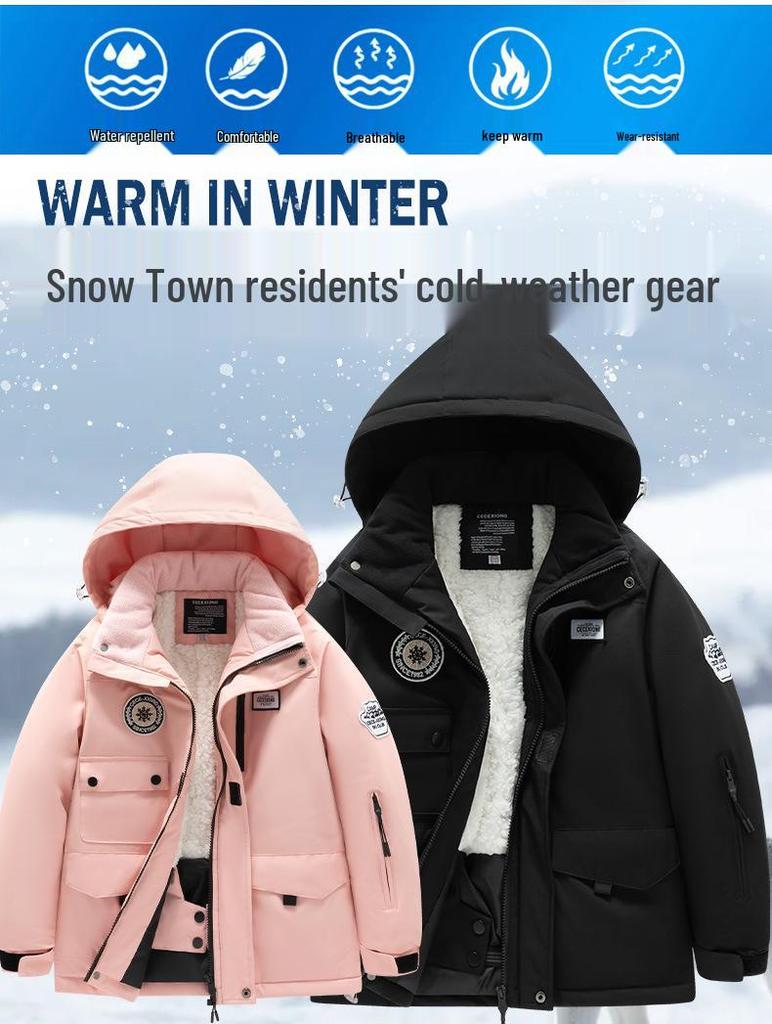 Children's Winter Ski Suit Set: Thick Jacket & Pants for Kids, Boys, and Girls