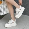 Leather lace gauze summer new thick-soled hollow sports and leisure board shoes