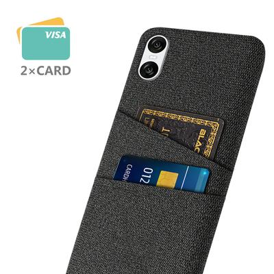 For Sony Xperia 10 VI Case Cloth Fabric + Hard PC Phone Cover with Dual Card Slots Anti-Fingerprint