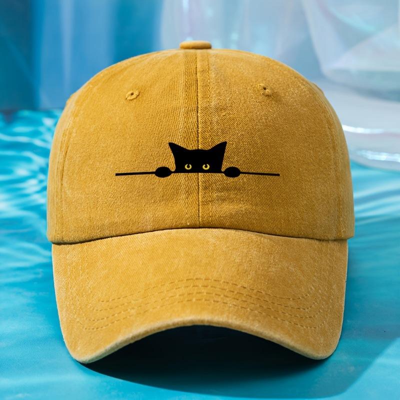 Unisex outdoor casual and fashionable cat print personalized baseball cap suitable for all seasons, soft and adjustable in size,