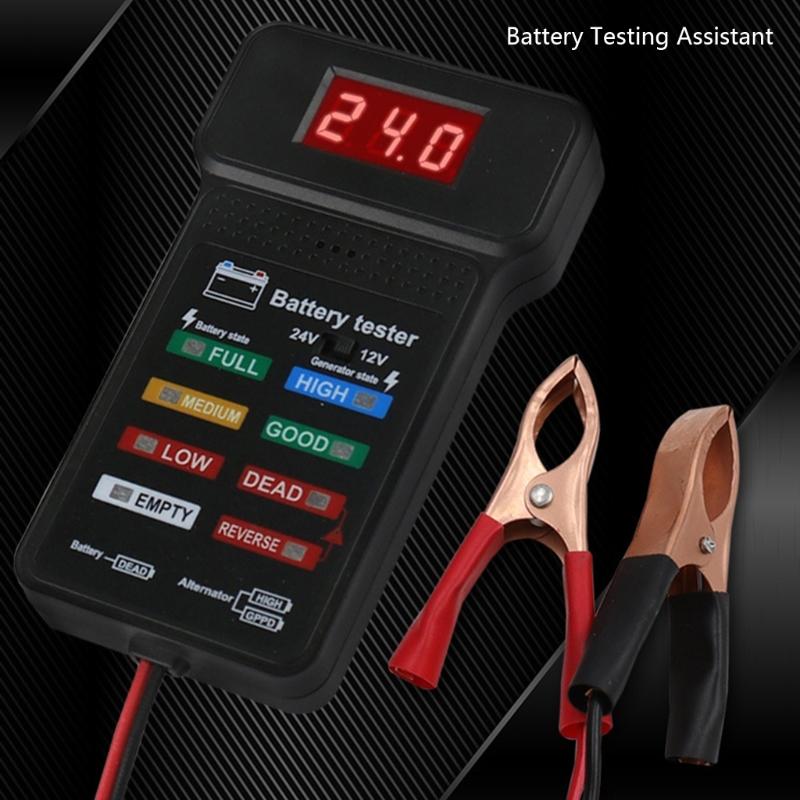 Precisionsbatteritestare för 12/24V Fordon Lättanvänt Bilbatteridiagnostikverktyg med Spännings- och Kapacitetsdisplay