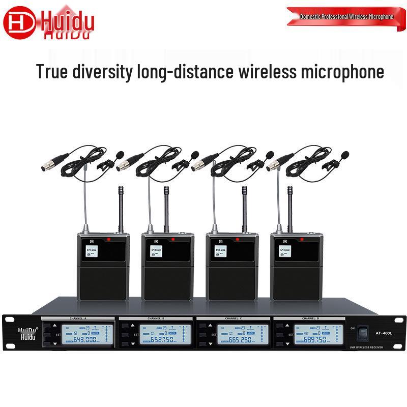 HuiDu AT-400S Long-Distance Wireless 4-in-1 Microphone System