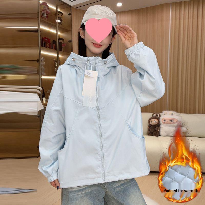 Women's Cotton Windbreaker Jacket with Double Zipper