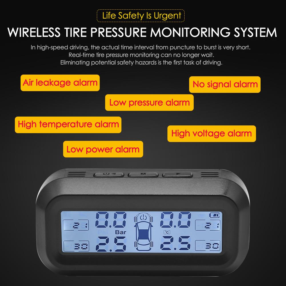Solar TPMS AN-10C LCD Digital Display Car Tire Pressure Monitoring Alarm System