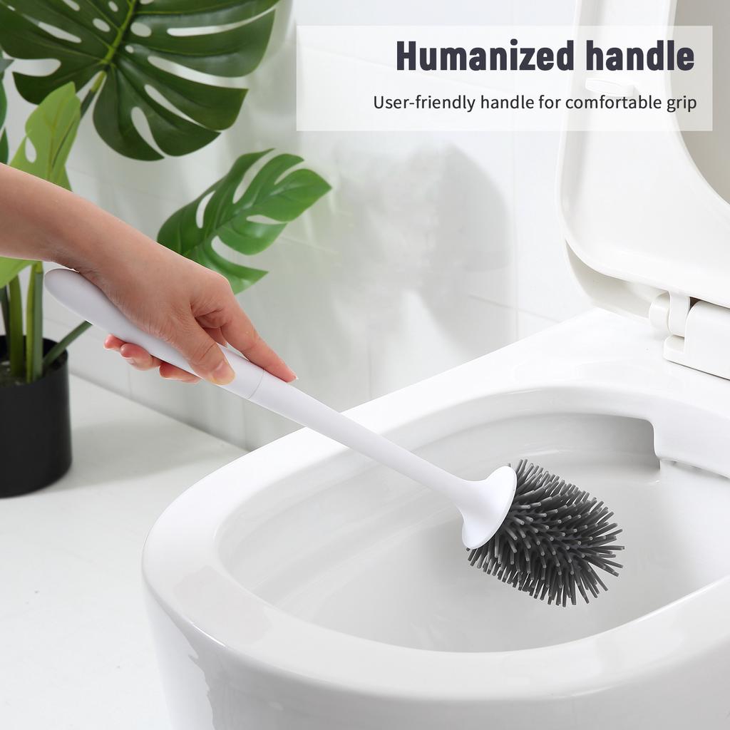 ecoco Toilet Brush and Holder Set Toilet Bowl Brush Bathroom Hollow Drainage Holder Toilet Soft Cleaner Brush Kit with
