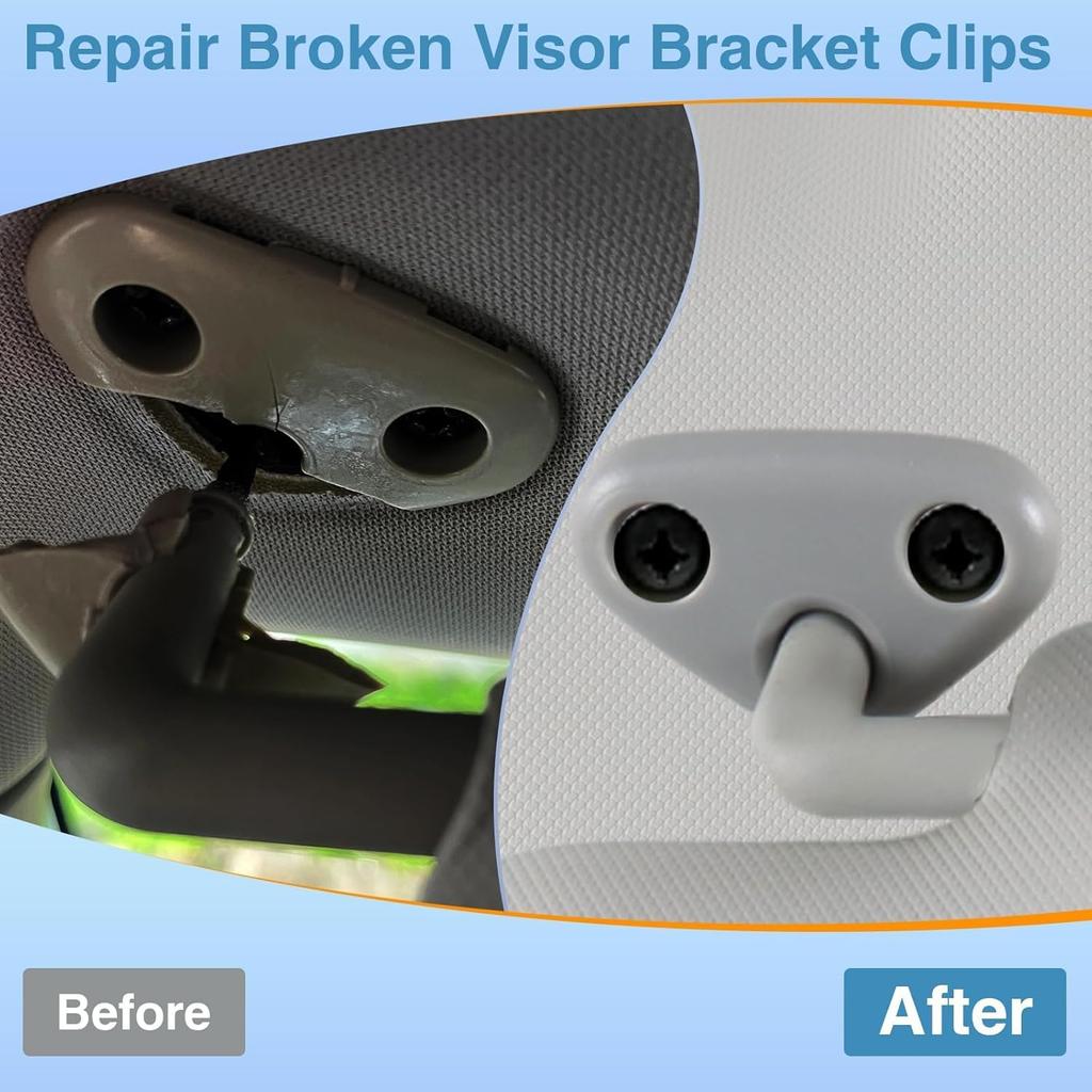 FUSCH Sun Visor Mount Clip Compatible with Subaru Forester Impreza Crosstrek, Gray Driver Side Visor Mount Clip, Sun Visor Repair Bracket