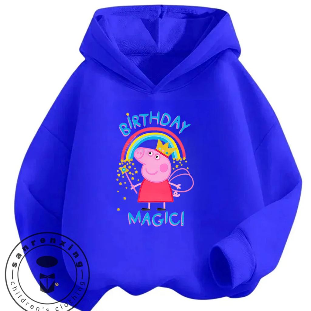 New Design Kids Hoodie Cute Cartoon Print Autumn Winter Casual Hooded Street Wear Peppa Pig Boys Girls