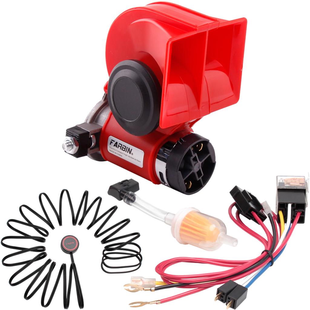 FARBIN Snail Air Horn With Compressor Relay Harness 12V 150db Super Loud Dual Tone Car Horn For Truck Motorcycle Car Accessory
