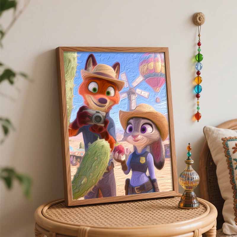 Disney Zootopia Nick and Judy Digital Oil Painting Art Kit Hand Painted Home Decor