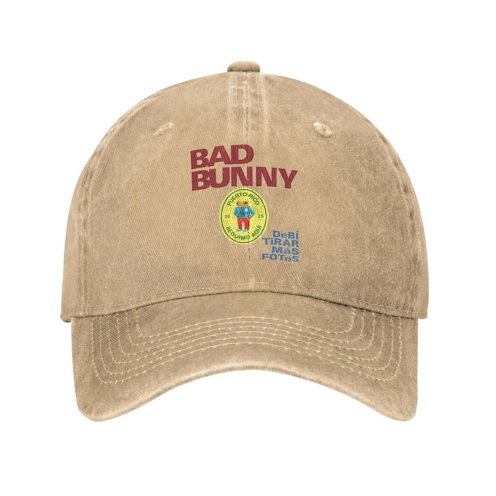 Casual Bad Bunny Debi Tirar Mas Fotos DTMF Baseball Cap Men Distressed Washed Headwear Outdoor Travel Adjustable Fit Caps Hat