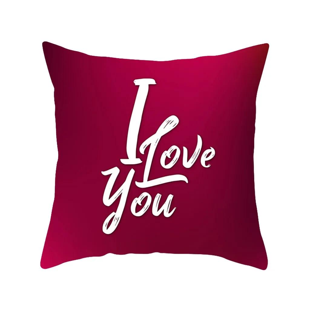 Red Black Series Heart Love Papa Pattern Print Soft Square Pillowslip Polyester Cushion Cover Pillowcase Living Room Home Decor