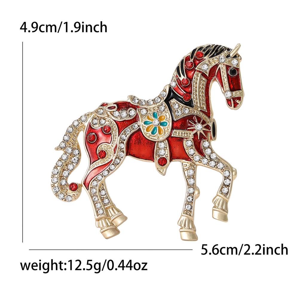 Rhinestone Horse Brooch for Women Unisex Enamel Animal Lapel Pins Gifts