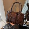 Faux Leather Solid Color Large Capacity Hobos Shoulder Bags for Women High Quality Versatile Undearm Ruched Handle Bags