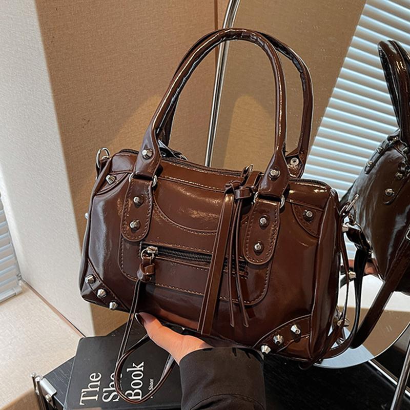 Faux Leather Solid Color Large Capacity Hobos Shoulder Bags for Women High Quality Versatile Undearm Ruched Handle Bags