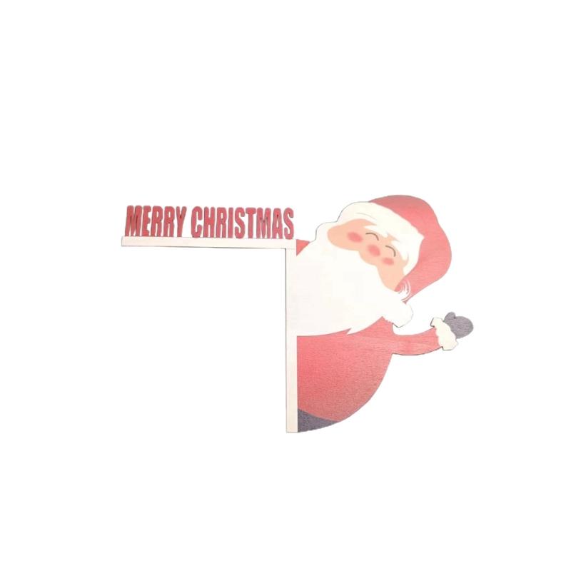 Weihnachts-Türrahmen-Dekoration Holz Weihnachtsmann Ornamente Weihnachtsdekorationen Neujahr 2024 Wand Eckschild Heimparty