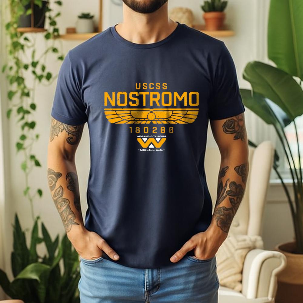 cotton t-shirt 2026 Summer 100% Cotton USCSS Nostromo Graphic Oversized Tee Nostromo Alien Sci-Fi Retro Themed Short Sleeve