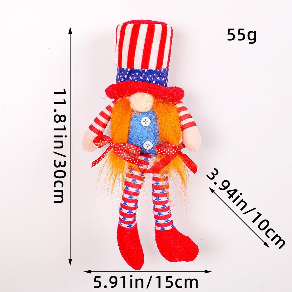 Patriotic Flag Dwarf Doll: Striped Faceless Ornament for Independence Day