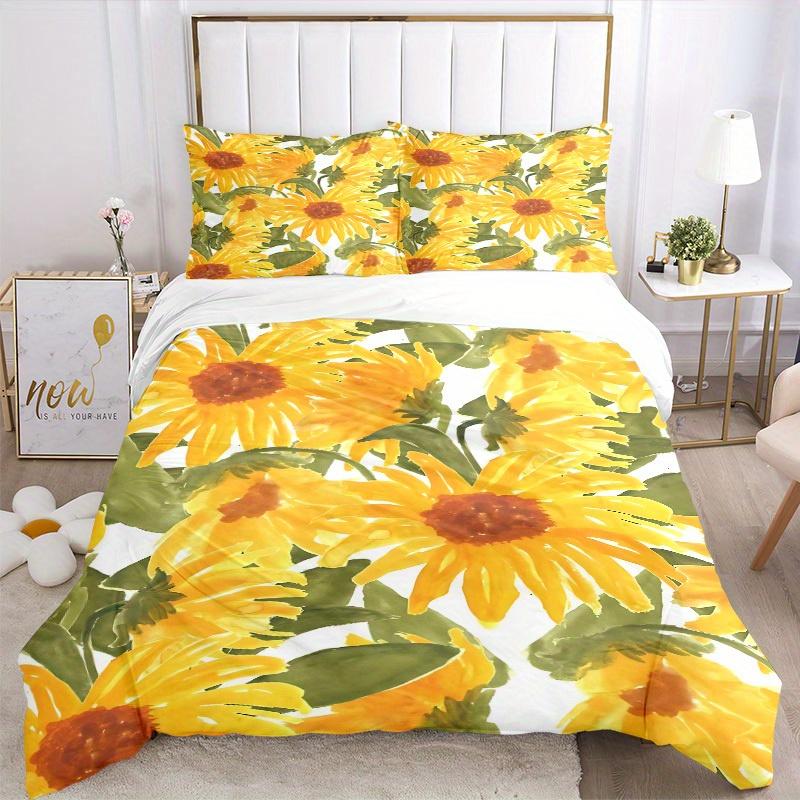 3pcs Sunflower Pattern Bedding Set, Ideal for Home Use, Suitable for Bedroom Decor (1*Duvet Cover + 1/2*Pillowcases, No Core) yy250821210