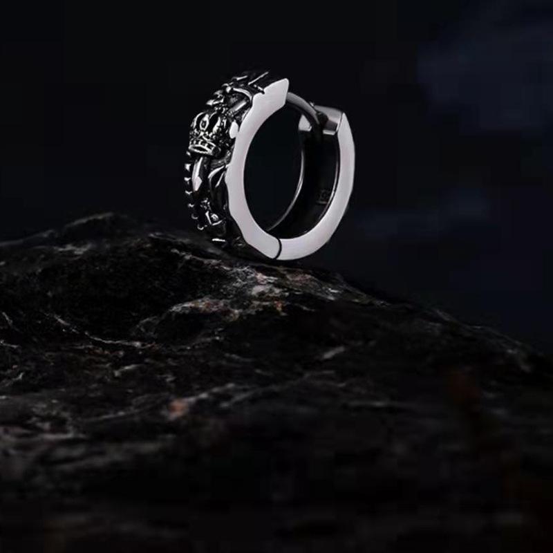 Earrings Men's Premium Sense Retro Cross Crown Boys' Earrings Single Personalized Trend Brand Versatile Men's and Women's Earrings