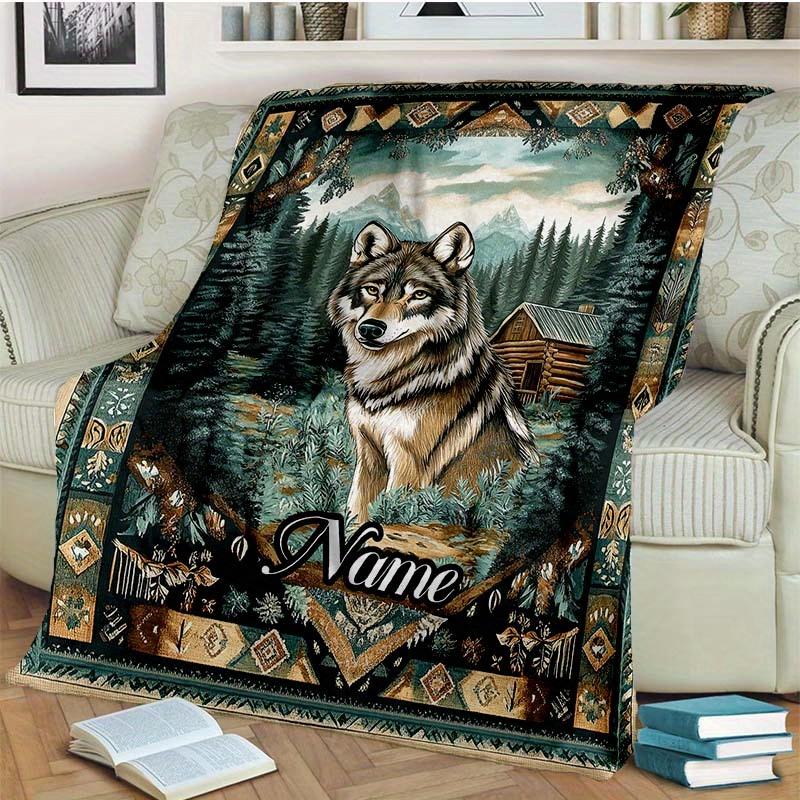 The Wolf And The Cabin Customize Your Name Blanket Warm Comfortable And Soft Blankets Are Suitable For Home Lunch Break Blanket Office Sofa Sofa Gift