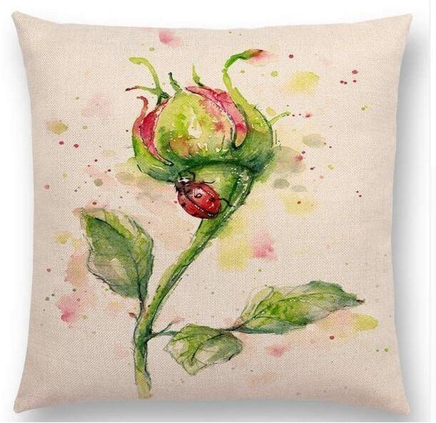 Exquisite Watercolor Lion Flowers Butterfly Lane Bird Wren Cushion Cover Ideal For Stylish Homes