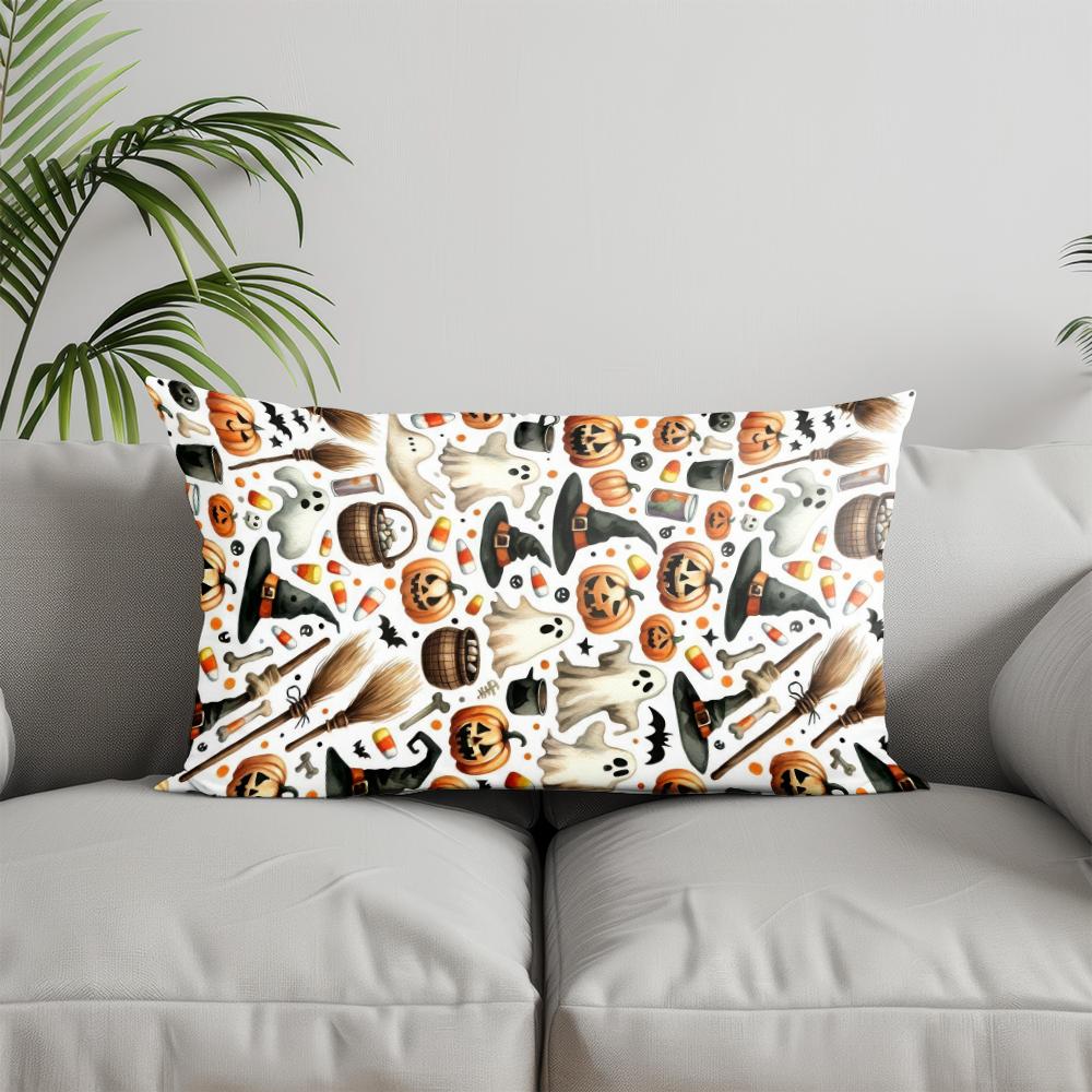 Home Decor Happy Halloween Spider Web Pillow Suitable For Sofa Bedroom Car Pillow Cover Cushion Rectangular Back Cushion