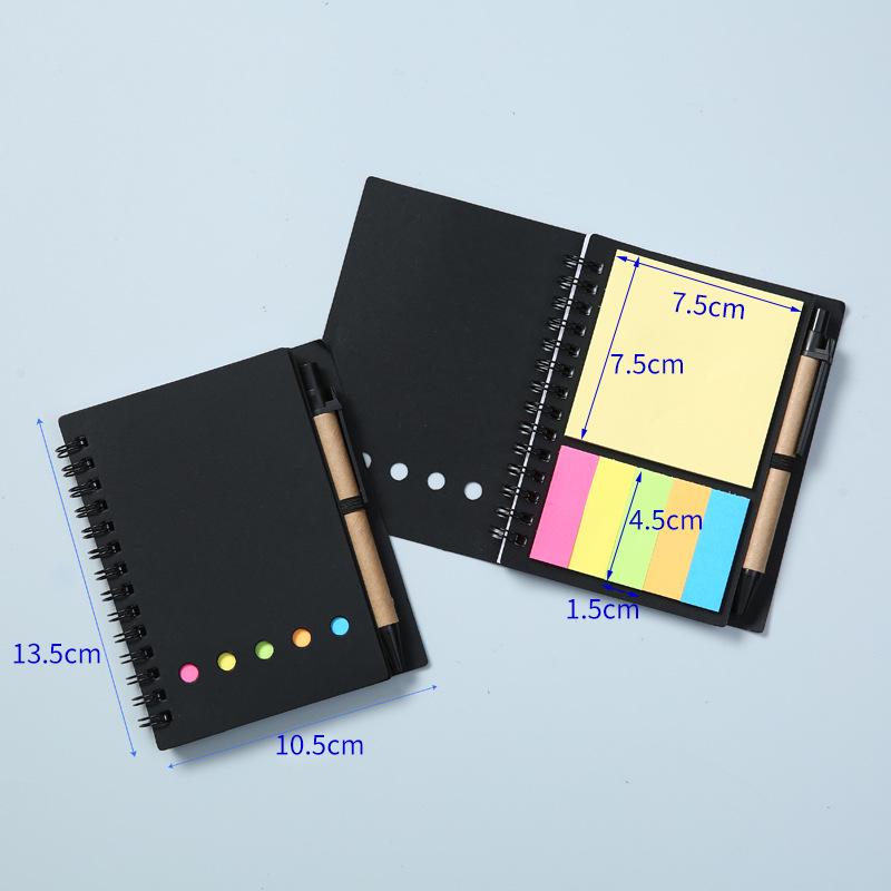 Large Multi-Color Card Pen Design Sticky Note Notebook with Coil Clip