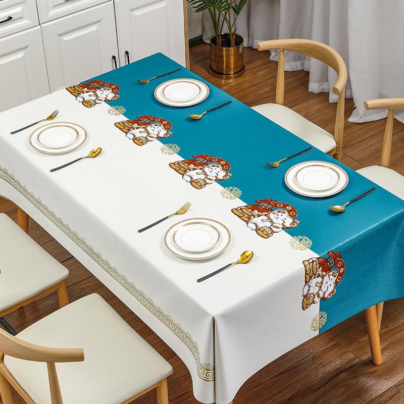 Lucky Cat Light Luxury Pvc Tablecloth Premium Sense Waterproof Anti-Scalding Leave-In Restaurant Household Tablecloth