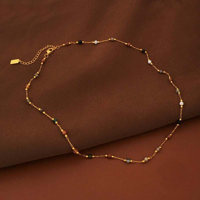Niche High-End Natural Stone Necklace Bracelet Anklet Summer New Light Luxury Gift Temperament Banquet Jewelry Gift