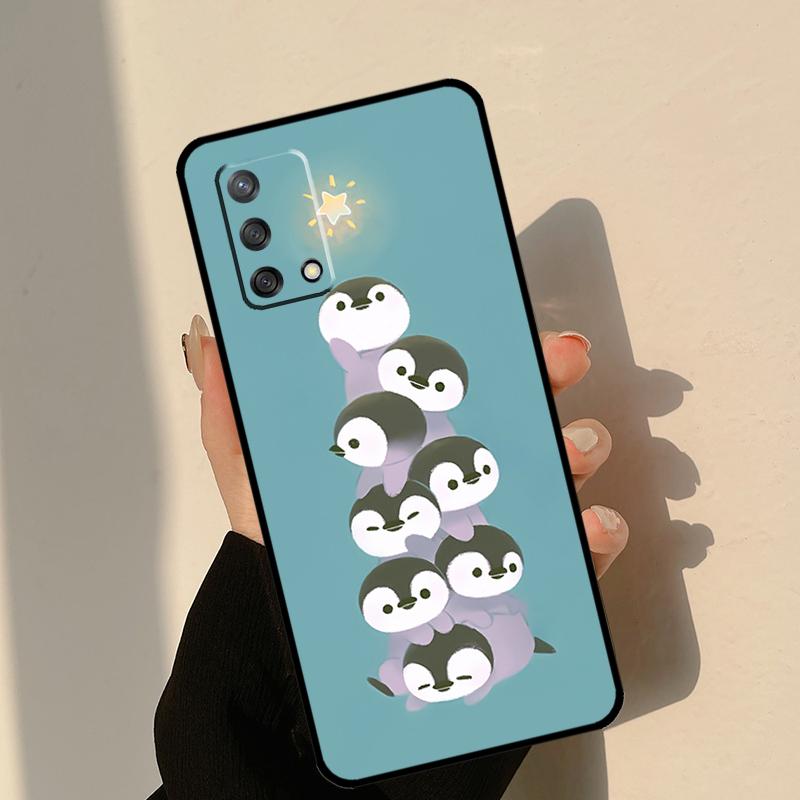 Cute Cartoon Penguin Case For Oppo A5 Pro A6 A16 A76 A96 A17 A57 A40 A60 A80 A98 A58 A78 A18 A38 A54 A74 A94 A15