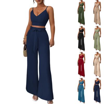Damen Sommer Locker Bequem Lässig Modisch Und Elegant Latzhose Weite Beine Zweiteiliges Set