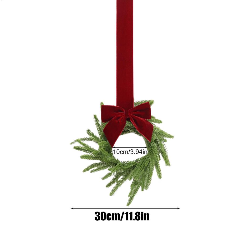 Small Christmas Wreath 6-Piece Christmas Decor Artificial Door Wreaths Decorations With Red Bows For Door Wall Stairs Railing