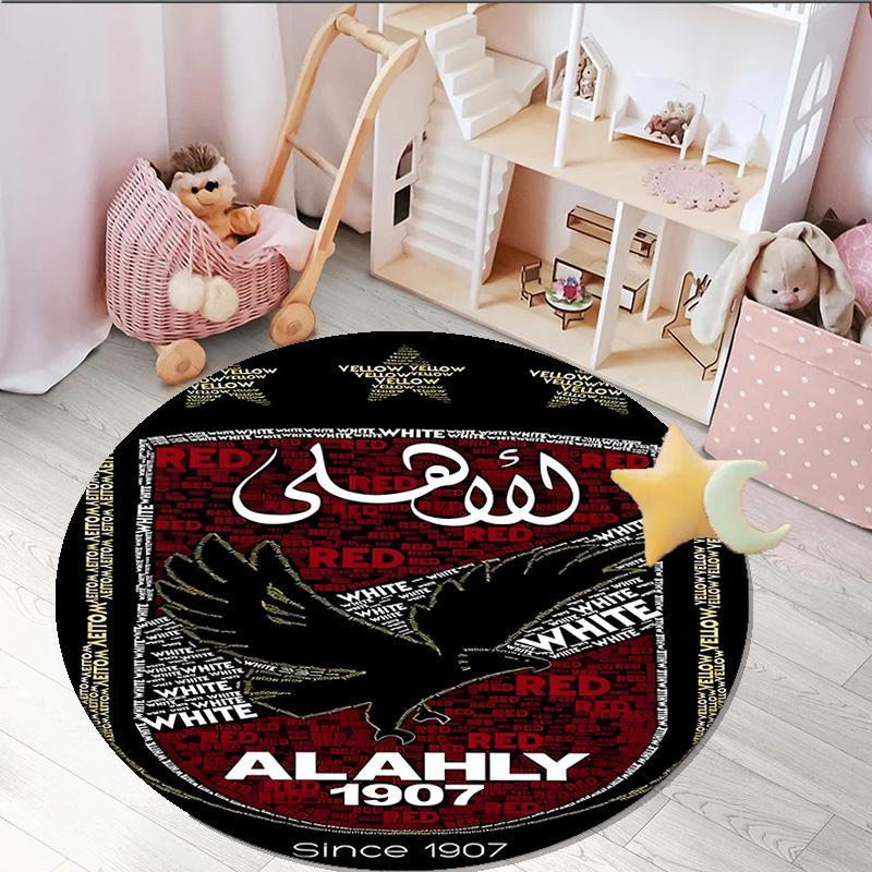 1PC round rug Ahly Football club Printed Round Area Rug ,Rug For Home Office, Round Chair Rug, Decorative Carpet Fan gifts Christmas gift