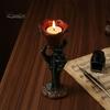 Rose Petal Candle Stand Halloween Skeleton Hand Holder, Gothic Resin Decorative Ornament Holder for Home Table Decor, Dark Style Romantic Atmosphere