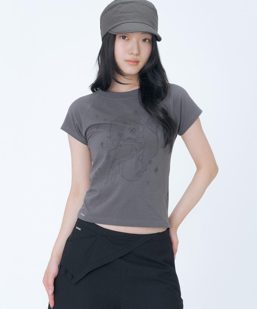 MISEKI SEOUL Hannah Fairy Raglan Short Sleeve Charcoal