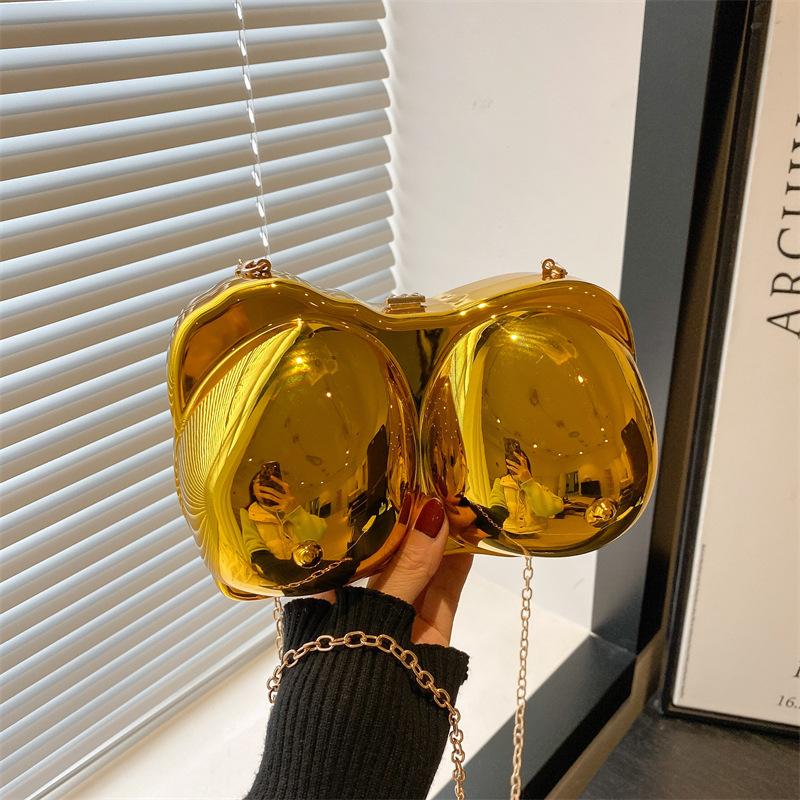 

Personalized acrylic bag 2025 new European and American fashion mirror shoulder bag women s messenger chain dinner bag tide золотий