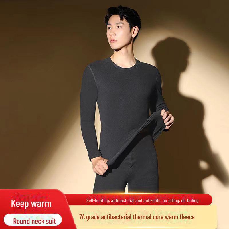 Men's Graphene Self-Heating Velvet Suit with High Waist Trousers for Autumn/Winter