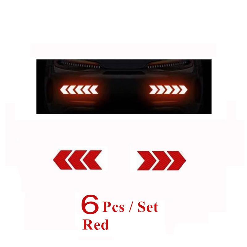 6/20 Stück Reflektierender Pfeilaufkleber für Autos Sicherheitswarnaufkleber für Auto Stoßstange Kofferraum Reflektor Gefahrenband Auto Styling Leuchtfolie