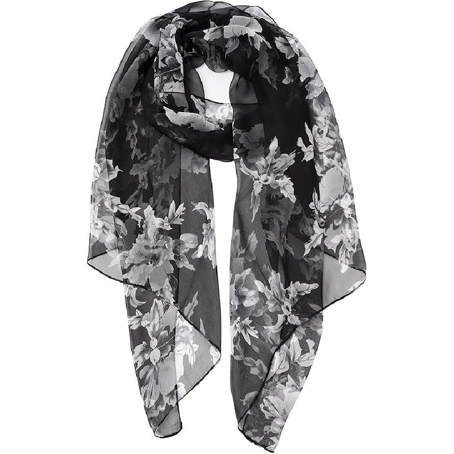 TWÓJ UŚMIECH Damski/Kobiecy Lekki Szal Szal z Mieszanki z Nadrukiem Kwiatowym/Jednokolorowy Na Sezon Wiosenno-Letni