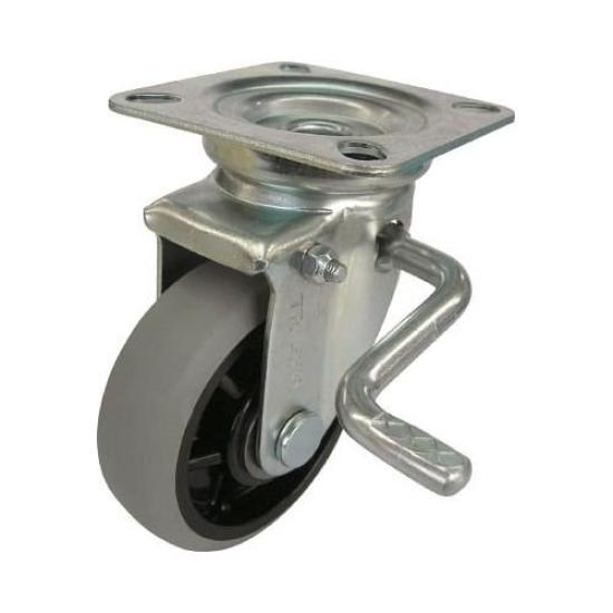 

Колесо нейлоновое TRUSCO с полиуретановым роликом, поворотное, со стопором, 100, TYGUJB-100A серый