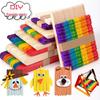 Colorful DIY Popsicle Stick Building Blocks - Natural Wooden Craft Sticks
