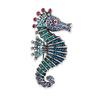 Sparkling Rhinestone Seahorse Brooches 3 Color Sea Animal Office Casual Brooch Pins Gifts
