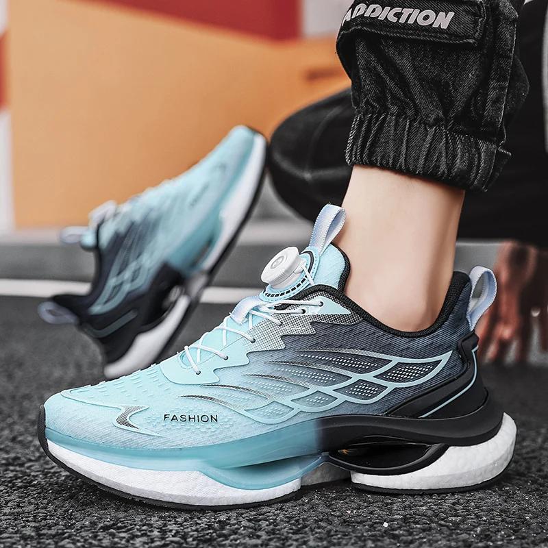 Women Reflective Outdoor Jogging Sneakers INS Chunky Sports Zapatillas Anti-Slip Unisex Footwear Men Rotary Buckle Running Shoes