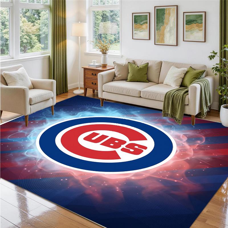 Chicago Cubs Design Crystal Velvet Rug Soft Decorative Mat for Bedroom Entrance