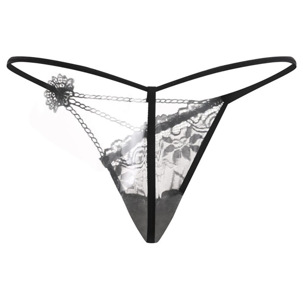 CHROME CRANE Sexy Floral Print LW115 Women's T-Back Panties, Lingerie, Underwear, (05.Red)