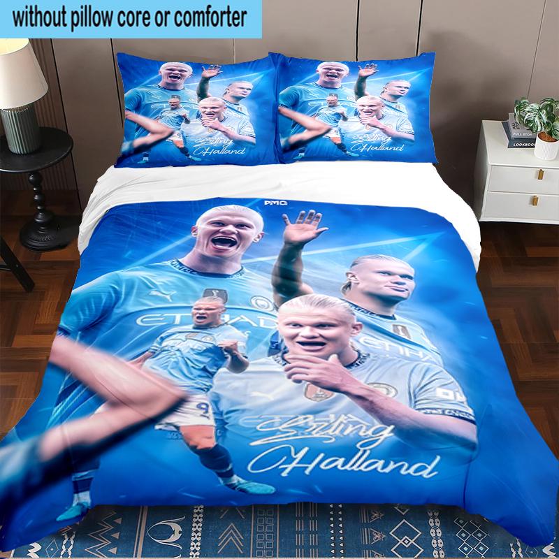 Haaland Calciatore Set Biancheria da Letto 3 Pezzi Stampa 2D (Include 1 Copripiumino + 2 Federe Senza Imbottitura), Decorazione camera da letto, Regalo ventilatore