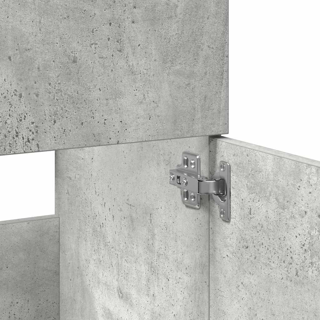 Bathroom Cabinet with Mirror Concrete Grey Wood Based Material